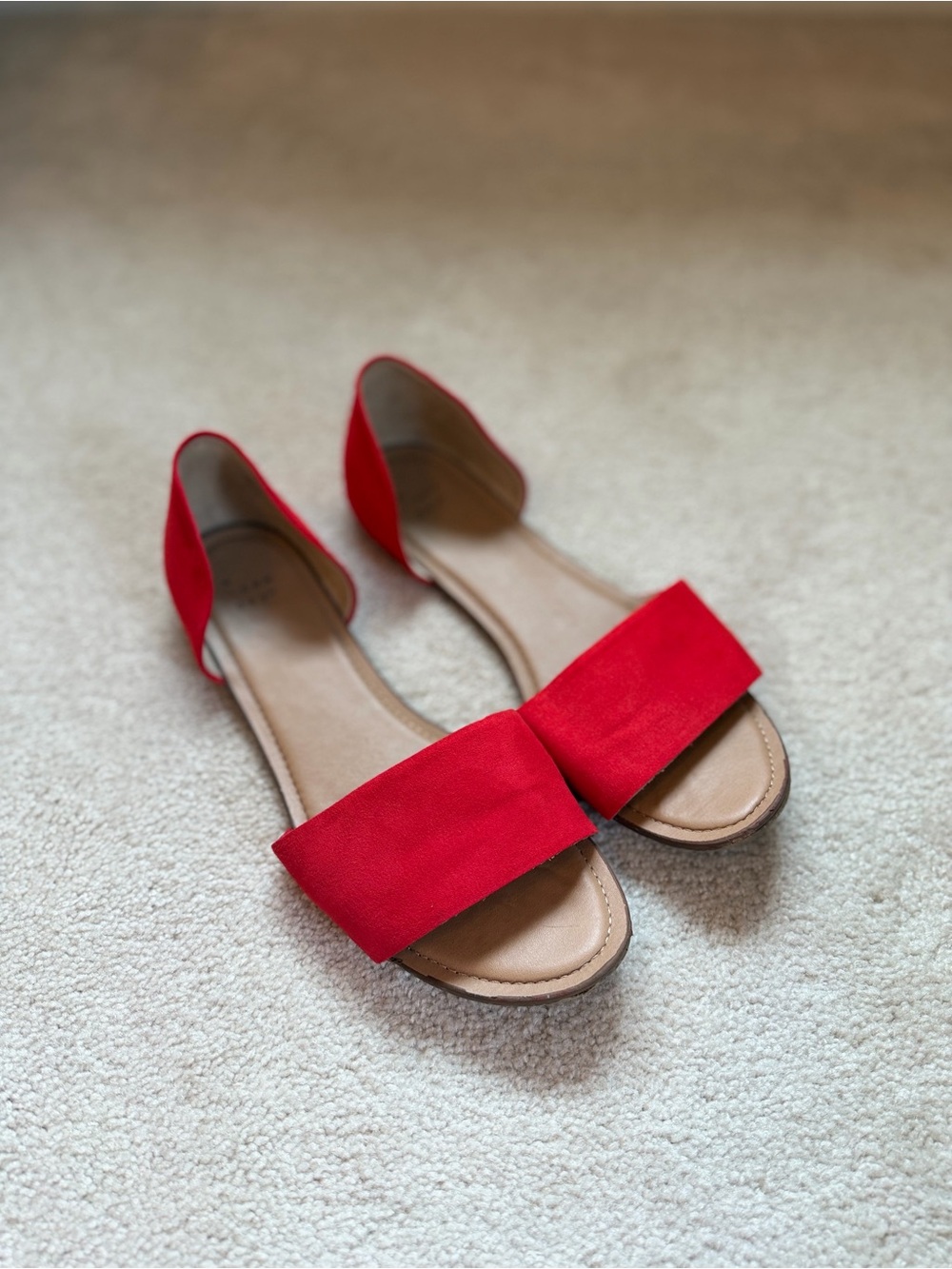 A New Day Red Faux Suede d’Orsay Flats Women’s Size‎ 11